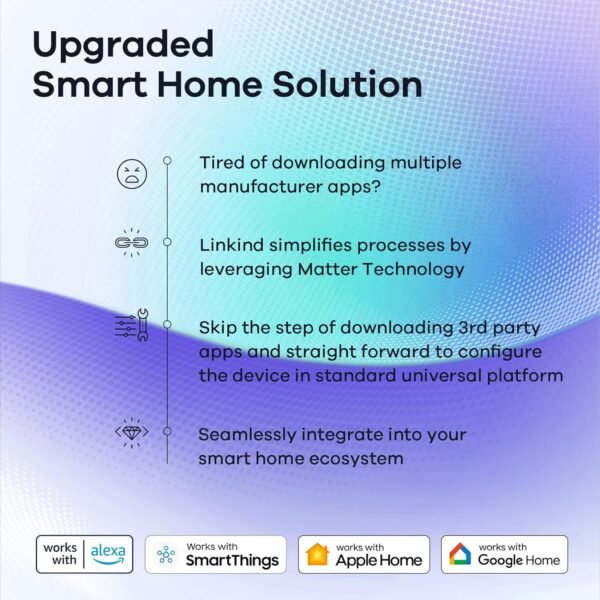 Linkind Matter Smart Light Bulb, Smart Bulbs Work with Apple Home, Siri, Alexa, Google Home, SmartThings, Color Changing Light Bulbs RGTBW Music Sync, Mood Lights, 2.4Ghz WiFi A19 E26 60W 800LM 3 Pack - Image 3