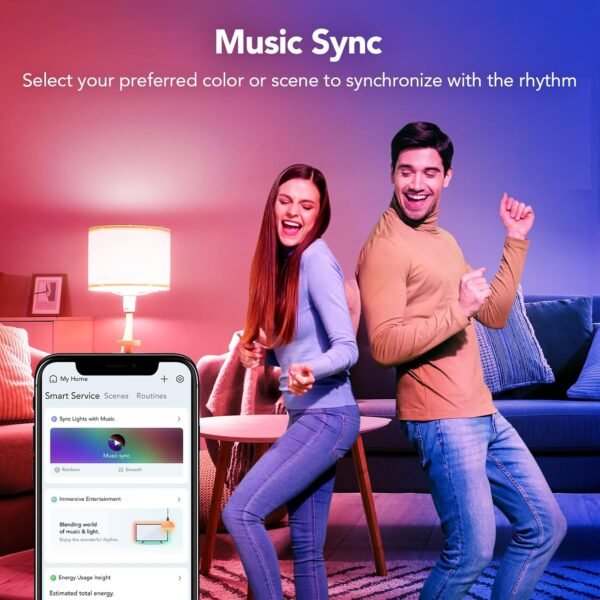 OREiN Matter Smart Light Bulb, Smart Light Bulbs Work with Apple Home, Alexa, Google Home, SmartThings, A19 Color Changing Light Bulbs 2.4Ghz WiFi, 800 Lumens Equivalent 60W 2Pack - Image 4