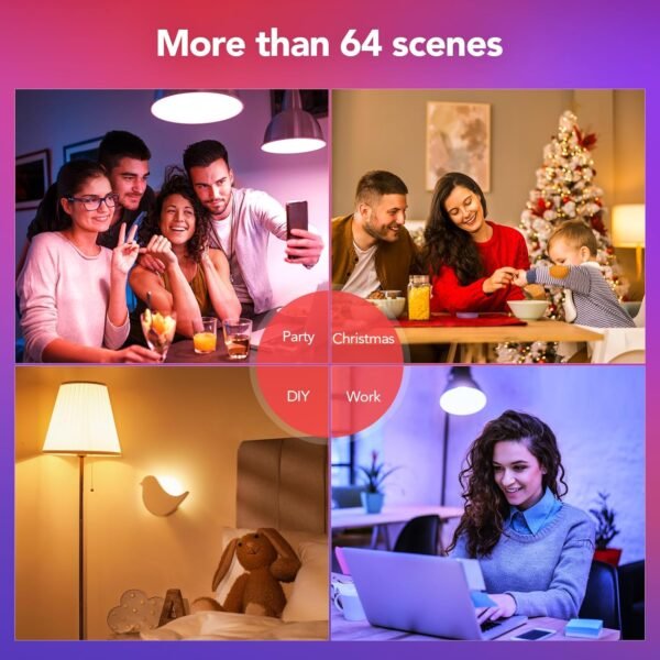 OREiN Matter Smart Light Bulb, Smart Light Bulbs Work with Apple Home, Alexa, Google Home, SmartThings, A19 Color Changing Light Bulbs 2.4Ghz WiFi, 800 Lumens Equivalent 60W 2Pack - Image 6