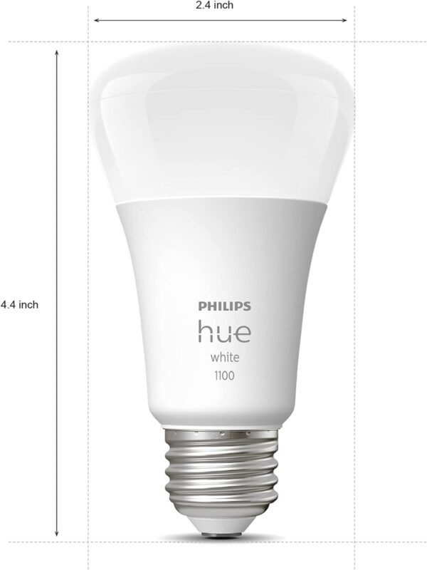 Philips Hue White A19 Medium Lumen Smart Bulb, 1100 Lumens, Bluetooth & Zigbee Compatible (Hue Hub Optional), Works with Alexa & Google Assistant, A Certified for Humans Device, 2 Bulb - Image 6