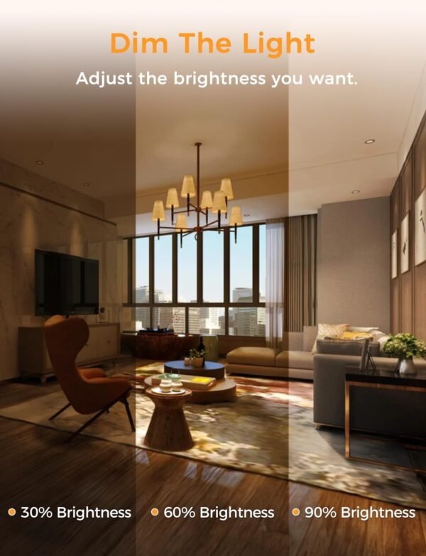 Smart Bulbs Works with Apple HomeKit, Color Changing Smart Light Bulbs Compatible with Siri, Alexa and Google Home, A19 LED Bulb, E26 Fitting, 2700K-6500K Dimmable, 9W 810 Lumens, 4 Pack - Image 7