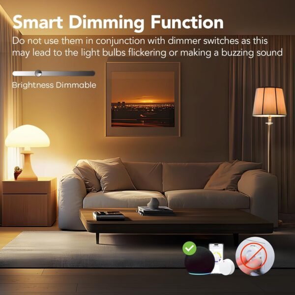 OREiN Matter Smart Light Bulb, ST19(58) Smart Edison Bulbs with Remote Control Work with Apple Home, Alexa, Google Home, SmartThings, 800lm 2700K-6500K Smart Filament Bulb E26 Base 4Pack - Image 7