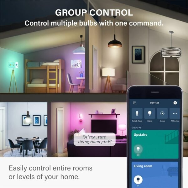 Sengled Alexa Light Bulb, S1 Auto Pairing with Alexa Devices, Color Changing Light Bulbs, Bluetooth Mesh Smart Home Lighting, E26 60W Equivalent, 800LM, 2-Pack - Image 3