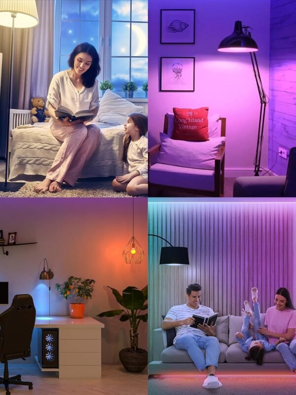 Brizled Smart Light Bulbs, Color Changing Light Bulb, RGBWW LED Light Bulbs App Control, E26 A19 Dimmable Smart Bulb Work with Alexa Google Home, 2.4Ghz WiFi Light Bulb, Music Sync, 9W, 806 LM, 4 Pack - Image 7