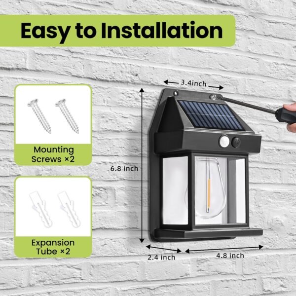 2 Pack Solar Motion Sensor Wall Lights with 3 Ligh... - Image 6