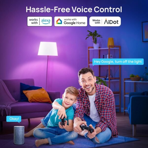 Consciot Smart Light Bulbs, WiFi LED Light Bulb That Works with Alexa & Google Home, Music Sync, Color Changing Light Bulb, A19 E26 2.4Ghz WiFi Light Bulbs 60 watt Equivalent, 800lm Dimmable 2 Pack - Image 2
