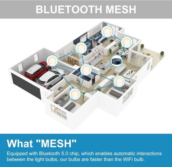 Smart Light Bulbs 13W E26 Smart LED Light Bulb Compatible with Alexa Warm White to White A19 APP Control Bulb Bluetooth Mesh 4 Pack - Image 4