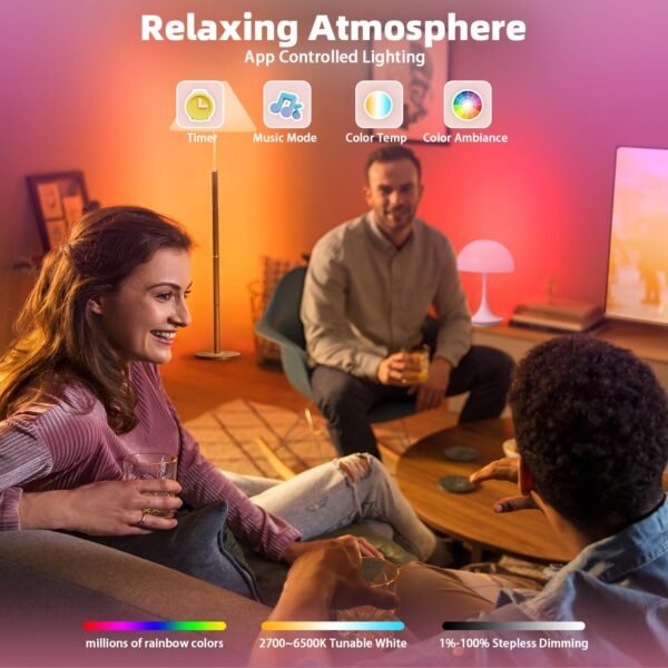 Smart Light Bulbs 2Pack, Color Changing Light Bulb Works w/Alexa Google Home, 9W A19 E26 800LM RGBTW Colored LED Bulbs, 50+ DIY Scenes, Music Sync, App & Voice Control WiFi Light Bulbs - Image 2