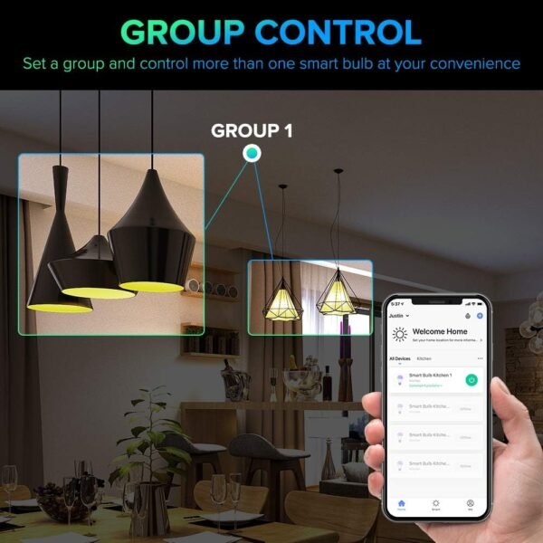 4Pcs Smart Light Bulbs 1600 Lumens WiFi LED Color Changing A21 Bulb 100W Equivalent Dimmable 2700K-6500K RGBCW, Tunable White Works with Alexa, Google Home 2.4Ghz Only, No Hub Required (4) - Image 5