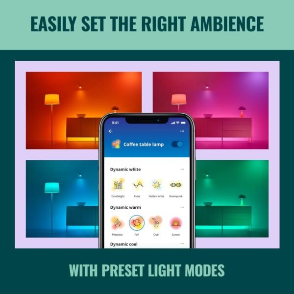 WiZ Clear 60W G25 Tunable White Filament LED Smart Bulb - Pack of 6 - E26- Indoor - Connects to Your Existing Wi-Fi - Control with Voice or App + Activate with Motion - Matter Compatible - Image 5