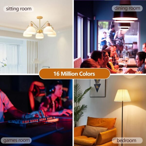 Smart Light Bulbs with Remote, 16M Colors RGBW Dimmable WiFi Bluetooth Smart Bulbs Led Color Changing Light Bulbs Compatible with Alexa Google Home, A19, E26 9W 800 Lumens Equivalent 60W (4) - Image 5