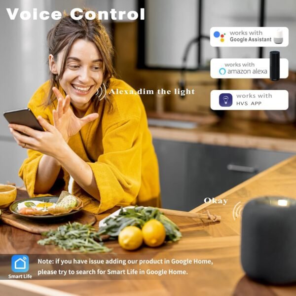 Homevenus HVS Smart Light Bulbs,9W A19 E26 Dimmable Tunable Cool Warm White LED Light Bulb 2500k-6500k, APP Control 2.4GHz WiFi Bluetooth Assist Connection, Work with Alexa/Google Assistant 4 Pack - Image 3