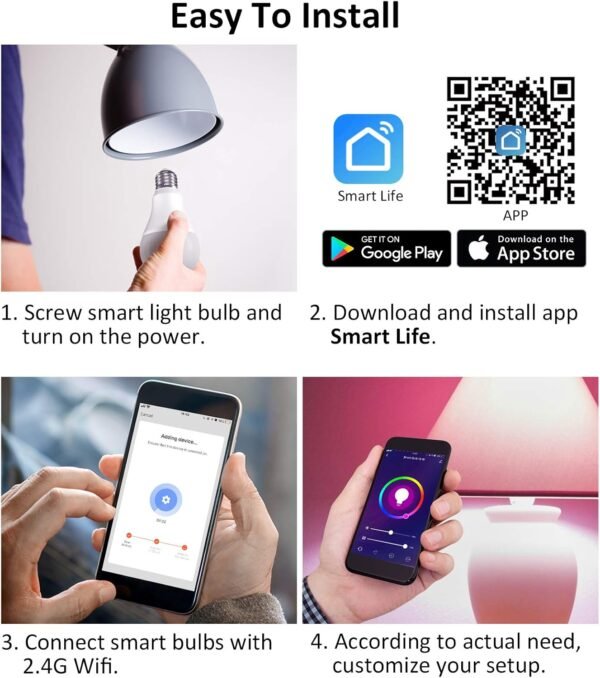 Smart Alexa Light Bulb,16W(150W Equivalent)1600Lumen Ultra Bright E26 A19 Led Full Color Changing WiFi Light Bulb,Smart Bulb Work with Alexa,Google(No Hub Required),High Lumen Smart Light Bulbs - Image 8