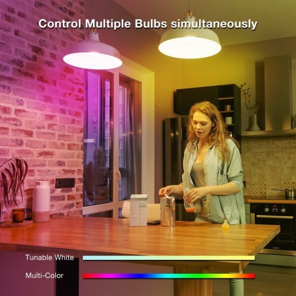 phopollo Smart Bulbs, WiFi Multicolor Led Light Bulbs Compatible with Alexa & Google Home Assistant, A19 E26 9W 60W Equivalent 800Lumen, App Control, No Hub Required, 2 Pack - Image 2