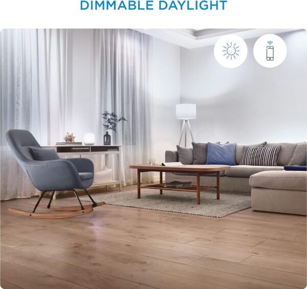 WiZ 100W Eq. (14.5W) A21 Daylight (5000K) LED Smart Bulb - Pack of 3-1600 Lumen- E26 - Indoor - Connects to Your Existing Wi-Fi - Control with Voice or App - Activate with Motion - Matter Compatible - Image 5