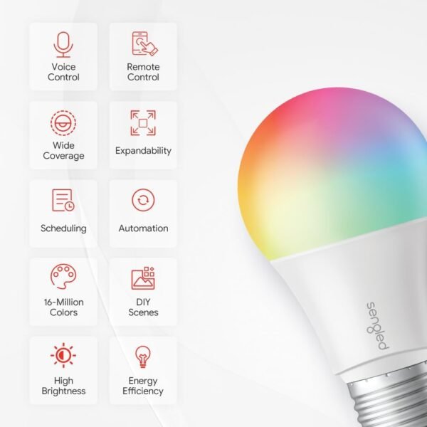 Sengled Zigbee Smart Light Bulbs, Smart Hub Required, Works with SmartThings and Echo with Built-in Hub, Voice Control with Alexa and Google Home, Color Changing 60W Eqv. A19 Alexa Light Bulb, 2 Pack - Image 2