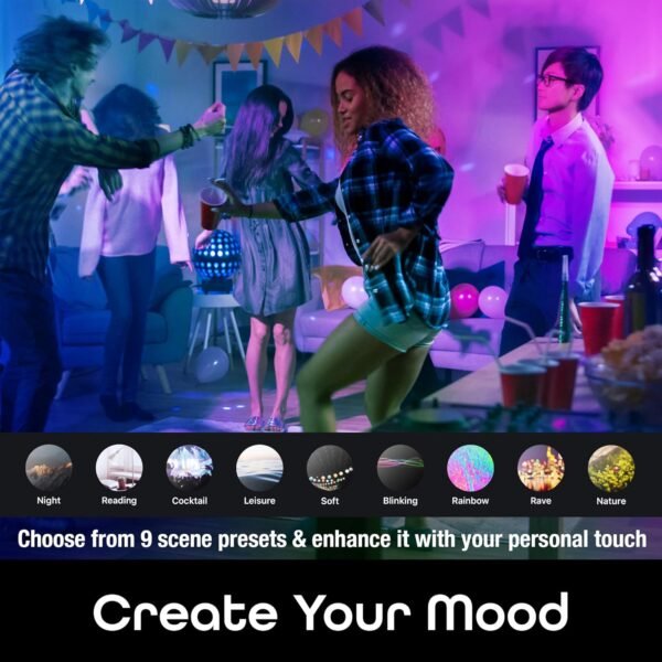 Geeni Prisma Plus BR30 Smart LED Bulb, Wi-Fi Multicolor RGB, Alexa/Google Compatible, 16M Colors, Energy Efficient, 4-Pack - Image 8