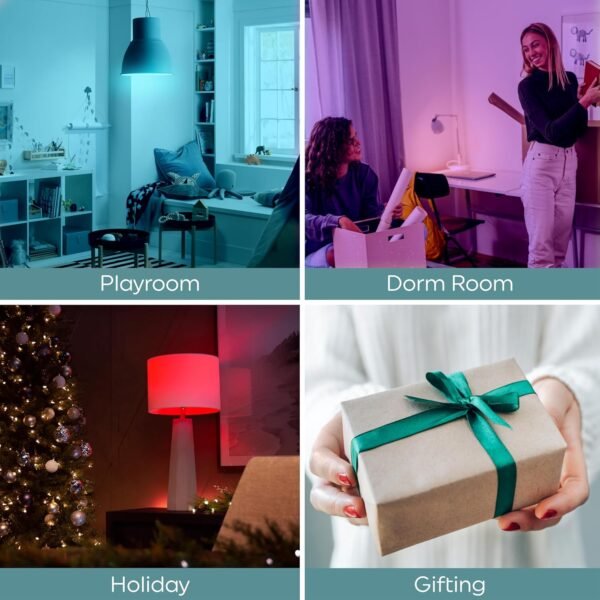 GE LED+ Color Changing LED Light Bulbs with Remote, No App or Wi-Fi Required, A19 Bulbs (3 Pack) - Image 4