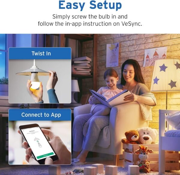 Etekcity ESL100 Smart Light Bulb Works with Alexa, Google Home and IFTTT, 4 Count (Pack of 1), 9W (60W Equivalent), 806LM, 2700K, No Hub Required, 4 Pack - Image 2