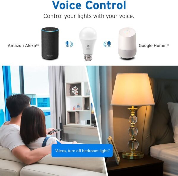 Etekcity ESL100 Smart Light Bulb Works with Alexa, Google Home and IFTTT, 4 Count (Pack of 1), 9W (60W Equivalent), 806LM, 2700K, No Hub Required, 4 Pack - Image 3
