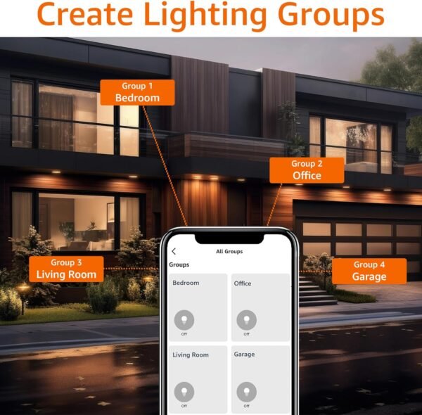Amazon Basics Smart BR30 LED Light Bulb, Dimmable Soft White (2700K), 60W Equivalent, 800LM, Works with Alexa Only, 2.4 GHz Wi-Fi, No Hub Required, 4 Pack - Image 7