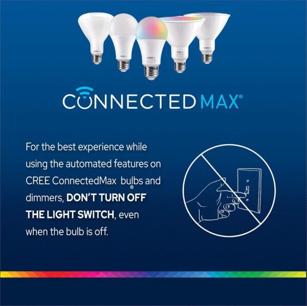 Cree Lighting Connected Max Smart Led Bulb Par38 Outdoor Flood Tunable White + Color Changing, 2.4 Ghz, Works with Alexa and Google Home, No Hub Required, Bluetooth + WiFi, 1Pk - Image 8