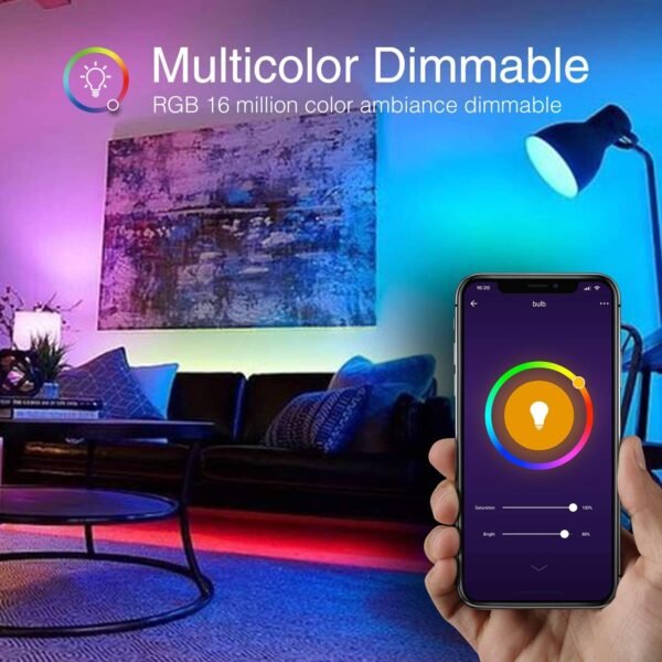 Beantech Smart Bulb, WiFi LED Light Bulbs, Color Changing Dimmable Light Bulb 2700K-6500K, Smart Light Bulbs Work with Alexa & Google Assistant, A19 Alexa Light Bulb, RGB Tunable White Bulb, 4 Pack - Image 2
