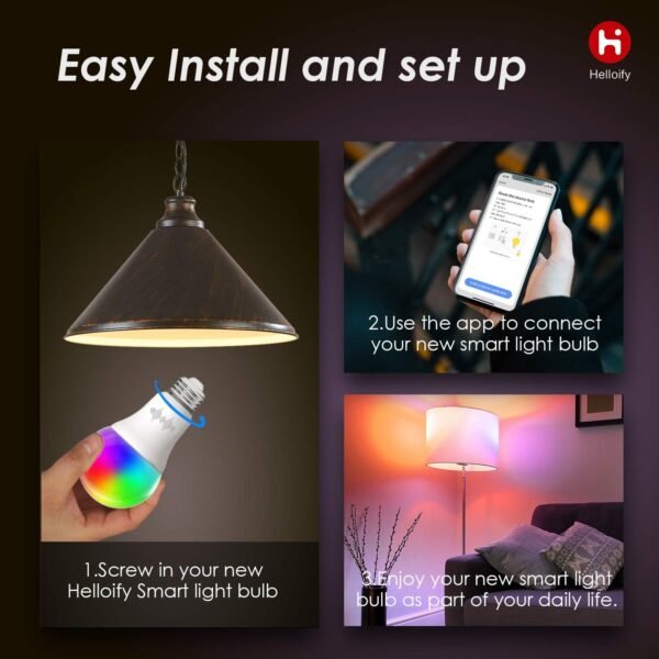 A19 Smart WiFi LED Light Bulbs, RGBCW Multi-Color Changing, Warm to Cool White Dimmable, Compatible with Alexa & Google Home (No Hub), 60W Equivalent E26, RGB+2700K-6500K, 2 Count - Image 6