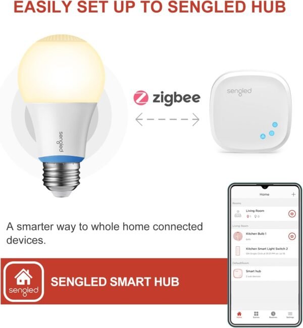 Sengled Smart Light Bulbs 100W, Zigbee Hub Required, Soft White Smart Bulbs Work with Alexa, Google, SmartThings, Echo 4th, Echo Show 10, Echo Plus, Dimmable A19 LED Light 2700K 1500LM, E26 1 Pack - Image 4