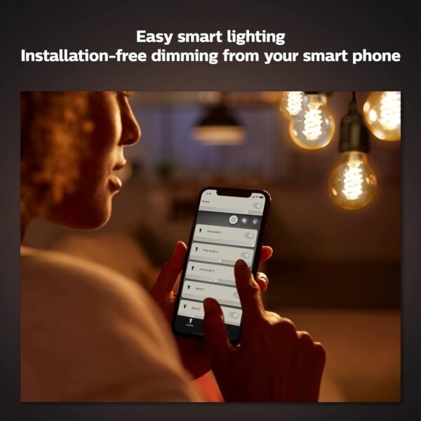 Philips Hue Smart 40W A19 Filament LED Bulb - Soft Warm White Light - 2 Pack - 550LM - E26 - Indoor - Control with Hue App - Compatible with Alexa, Google Assistant and Apple Homekit. - Image 5