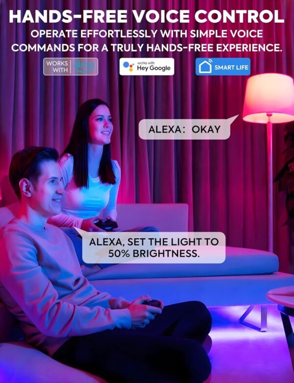 Smart Light Bulbs, Color Changing Light Bulb, A19 Dimmable 75W Equivalent, 11W Soft White WiFi LED Light Bulbs, Compatible with Alexa, Google Assistant and Smart Life, 4 Pack - Image 4