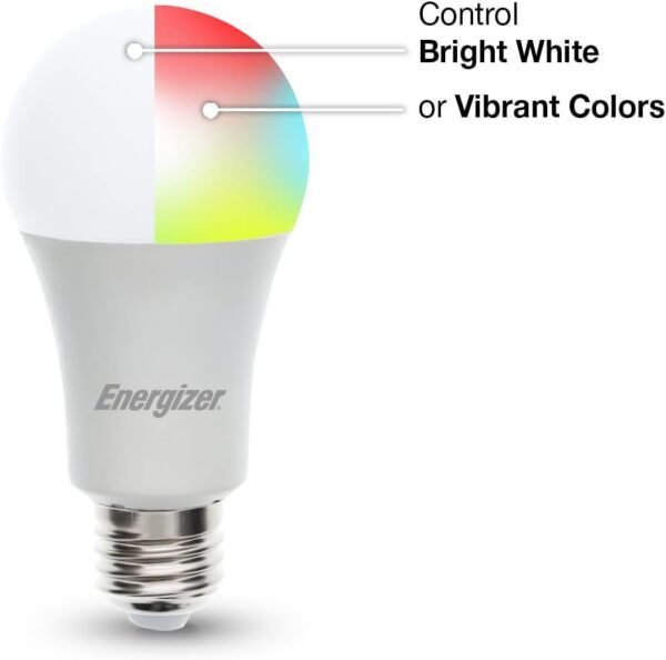 Energizer Connect Smart A19 LED White & Multi-Color RGB Light Bulb with Voice Control and Remote Access Through Your Smartphone | Compatible with Alexa and Google Assistant, 4 Pack - Image 9