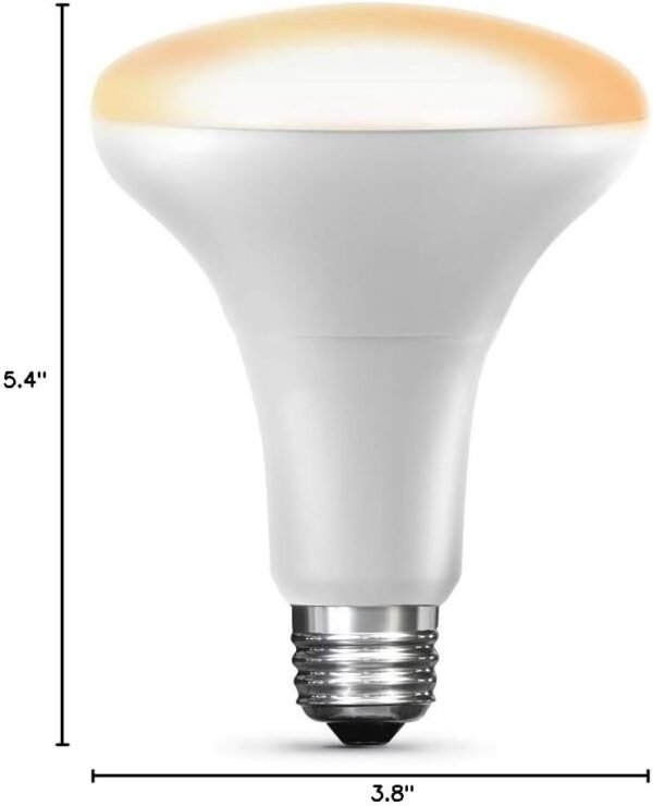 Feit Electric BR30/SW/HK 65W Equivalent BR30 Flood Smart, Works with Apple HomeKit and Siri Voice Control, No Hub Required LED Light Bulb, 5.4" H x 3.8" D, 2700K Soft White - Image 5
