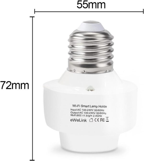 QIACHIP Smart WiFi Bulb Socket E26 E27 Light Bulb Adapter,Wireless Smart 2.4G Remote Control Lamp Base Holder,eWeLink APP Remote Timer and Group Control,Voice Control with Alexa and Google - Image 2