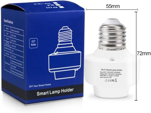 QIACHIP Smart Wifi Light Bulb Socket Adapter E26 Lamp Holder,Compatible with Alexa and Google Home,use Smart Life APP Control,Maximum output power 500 Watts - Image 2