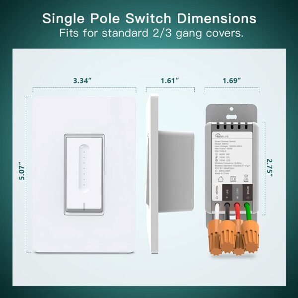TREATLIFE Smart Dimmer Switch, Single-Pole Smart Switch for Dimmable Bulbs, 2.4GHz WiFi Smart Light Switch Works with Alexa and Google Home, APP Remote Control, Neutral Wire Required - Image 8