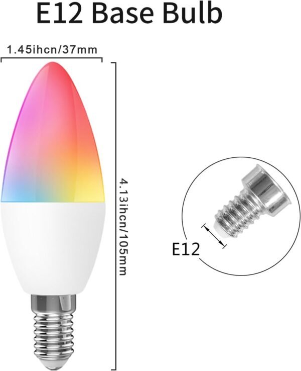 Smart Candelabra LED Bulbs 40 Watt Equivalent, 300lm, E12 LED Bulb Compatible with Alexa/Google Assistant/Smart Life, No Hub Required, Dimmable, 2.4GHz WiFi Only, 3 Pack, C37-3 - Image 2