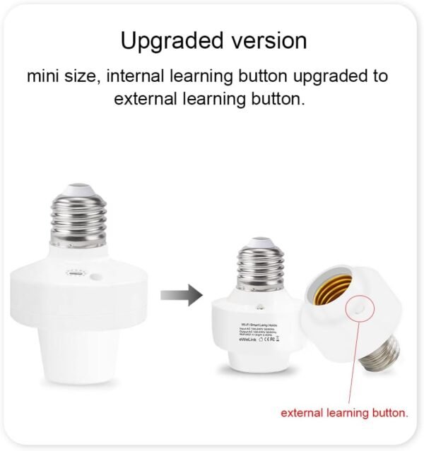 QIACHIP Smart WiFi Bulb Socket E26 E27 Light Bulb Adapter,Wireless Smart 2.4G Remote Control Lamp Base Holder,eWeLink APP Remote Timer and Group Control,Voice Control with Alexa and Google - Image 3