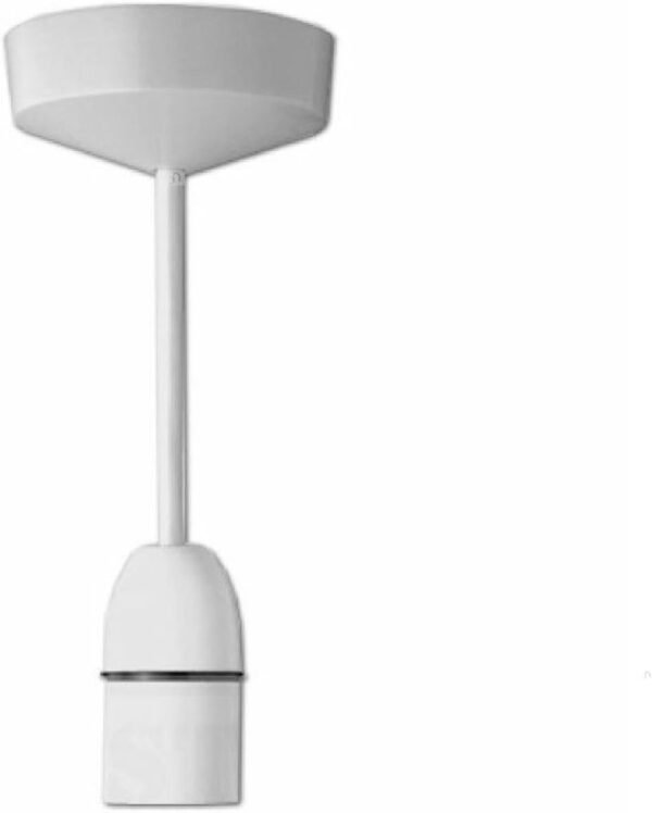 5 x White Ceiling Pendant & Rose, Strong Flex Drop, Max 100 Watt BC Light Bulb - Image 3
