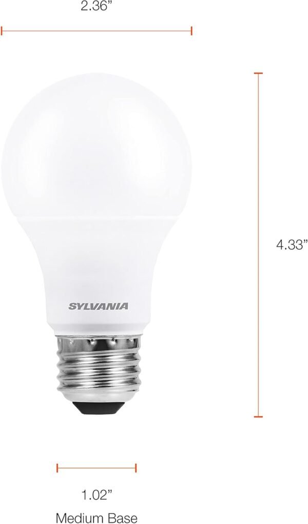 SYLVANIA ECO LED A19 Light Bulb, 60W Equivalent Efficient 9W, 7 Year, 750 Lumens, Medium Base, Frosted, 2700K, Soft White - 24 Count (Pack of 1)(40986) - Image 5