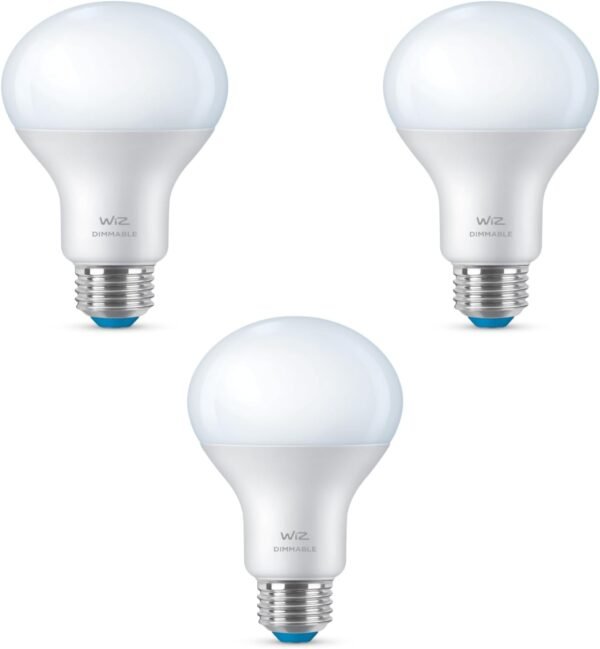 WiZ 100W Eq. (14.5W) A21 Daylight (5000K) LED Smart Bulb - Pack of 3-1600 Lumen- E26 - Indoor - Connects to Your Existing Wi-Fi - Control with Voice or App - Activate with Motion - Matter Compatible - Image 2