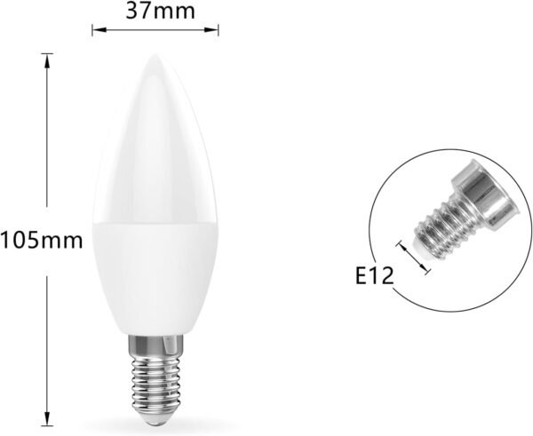 Homekit Smart Light, Matter LED Color Changing Candelabra Bulbs, E12 Base, 2.4G WiFi, 40W Equivalent, Dimmable, Apple Home, Alexa & Google Home, Tuya/Smart Life Compatible (1) - Image 8