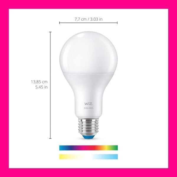 WiZ 100W Eq. (14.5W) A21 Color LED Smart Bulb - Pack of 3 - E26- Indoor - Connects to Your Existing Wi-Fi - Control with Voice or App + Activate with Motion - Matter Compatible - Image 2