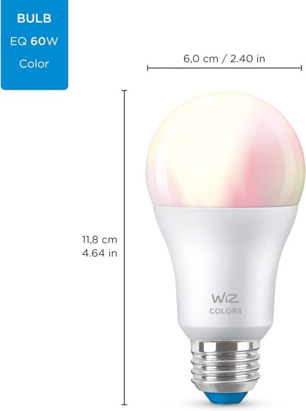 WiZ Connected 2-Pack Color 60W A19 Smart WiFi Light Bulb, 16 Million Colors, Compatible with Alexa and Google Home Assistant, No Hub Required - Image 3