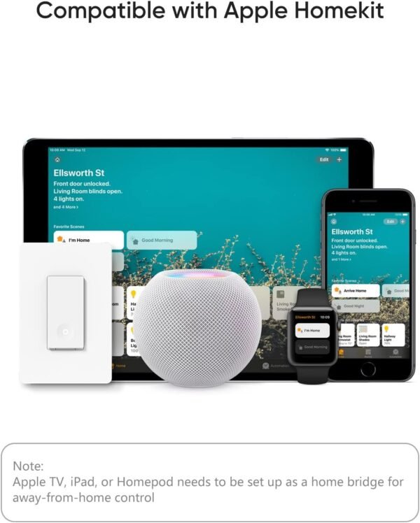 TREATLIFE Apple HomeKit Smart Light Switch 2 Pack, Single Pole, Neutral Wire Required, 2.4GHz WiFi Smart Switch Works with Siri, Alexa, Google Home & SmartThings, No Hub Needed - Image 2