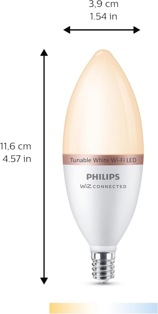 Philips 40-Watt Equivalent B12 LED Smart Wi-Fi Tuneable White Light Bulb Powered by WiZ with Bluetooth (4-Pack) - Image 2