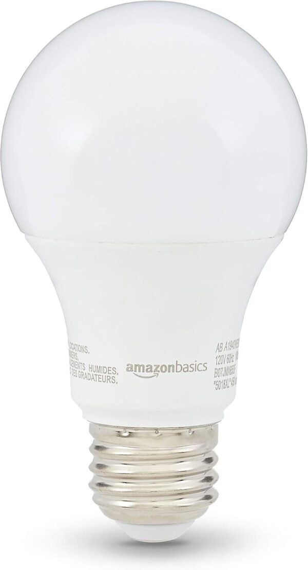 Amazon Basics Soft White LED Light Bulb, A19, 40 Watt Equivalent, Energy Efficient 6W, E26 Standard Base, 2700K, Non-Dimmable, 10,000 Hour Lifetime, 6-Pack - Image 2