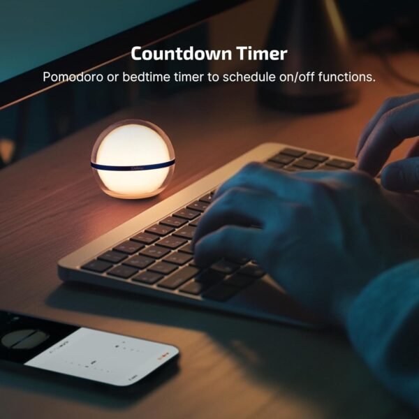 OLIGHT Sphere Smart Night Light, 75 lumens Stepless Dimming Table Lamp with Remotely APP Control, Magnetic Rechargeable RGB Ambient Lighting for Sleeping, Reading, and Relaxation - Image 7