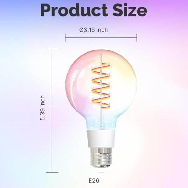 MOES Smart G80 Edison LED Light Bulbs, Color Changing WiFi G25 Smart Bulbs, 2700K-6500K CW& RGB Dimmable, Smart Life Remote Control, Work with Alexa/Google Home, 450lm 5W (50W Equivalent) 2 Pack - Image 6