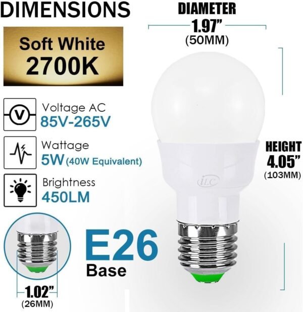 ILC RGB LED Color Changing Light Bulb, 40W Equivalent, 450LM, 2700K Warm White 5W E26 Screw Base RGBW, Flood Light Bulb- 12 Color Choices - Timing Infrared Remote Control (4 Pack) - Image 3